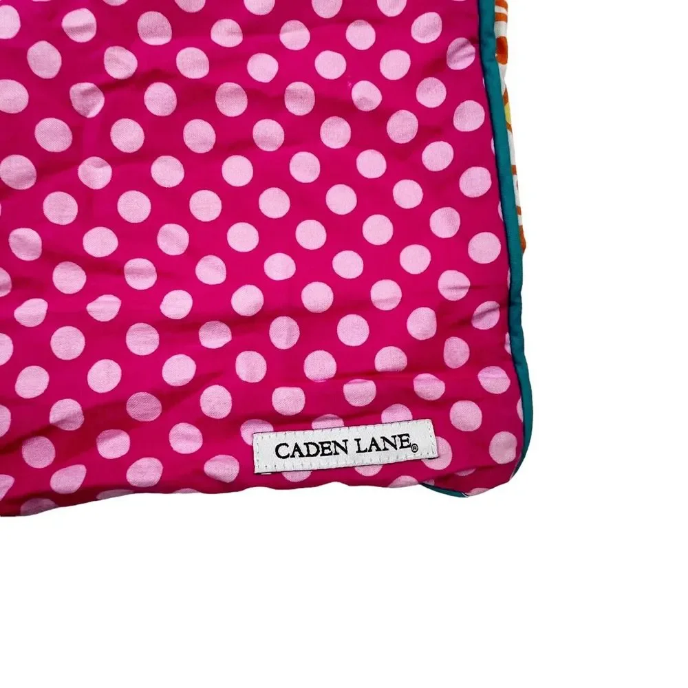 2 Caden Lane Standard Pillow Shams Pink Polka Dot & Ylw Orange Mosaic 100%Cotton